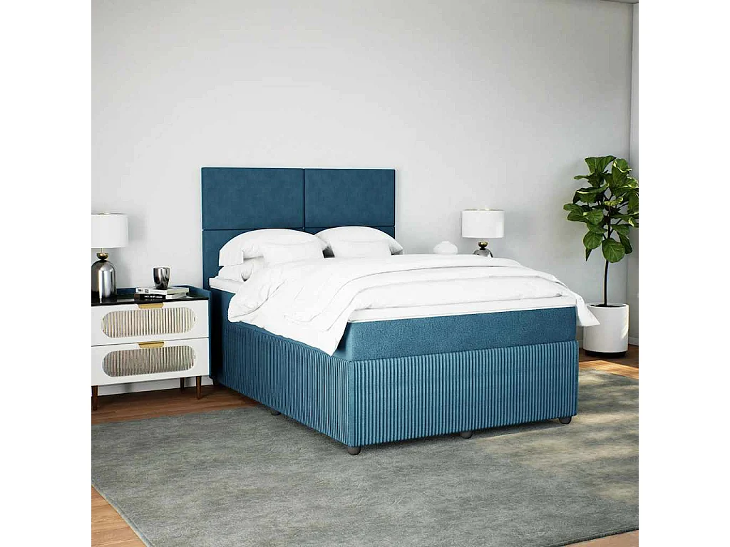 Boxspring met matras fluweel blauw 160x200 cm