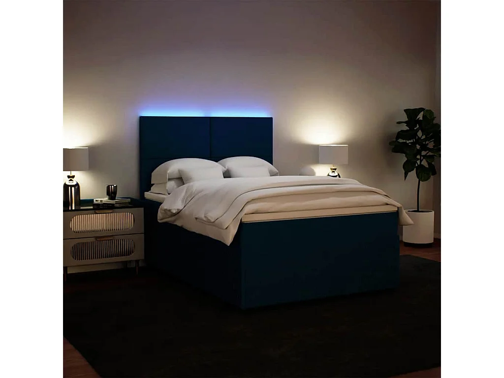 Cama box spring con colchón terciopelo azul 160x200 cm