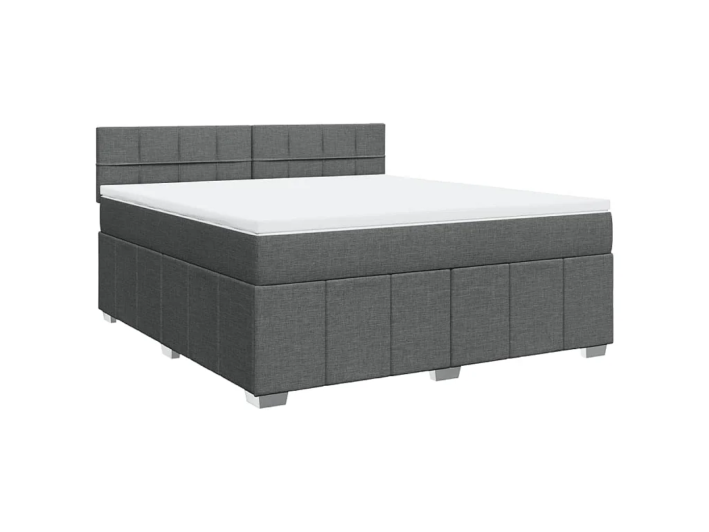 Cama box spring con colchón tela gris oscuro 180x200 cm