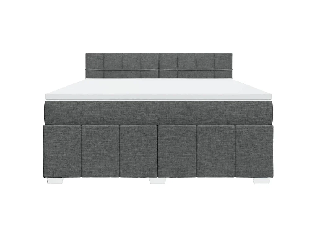 Cama box spring con colchón tela gris oscuro 180x200 cm