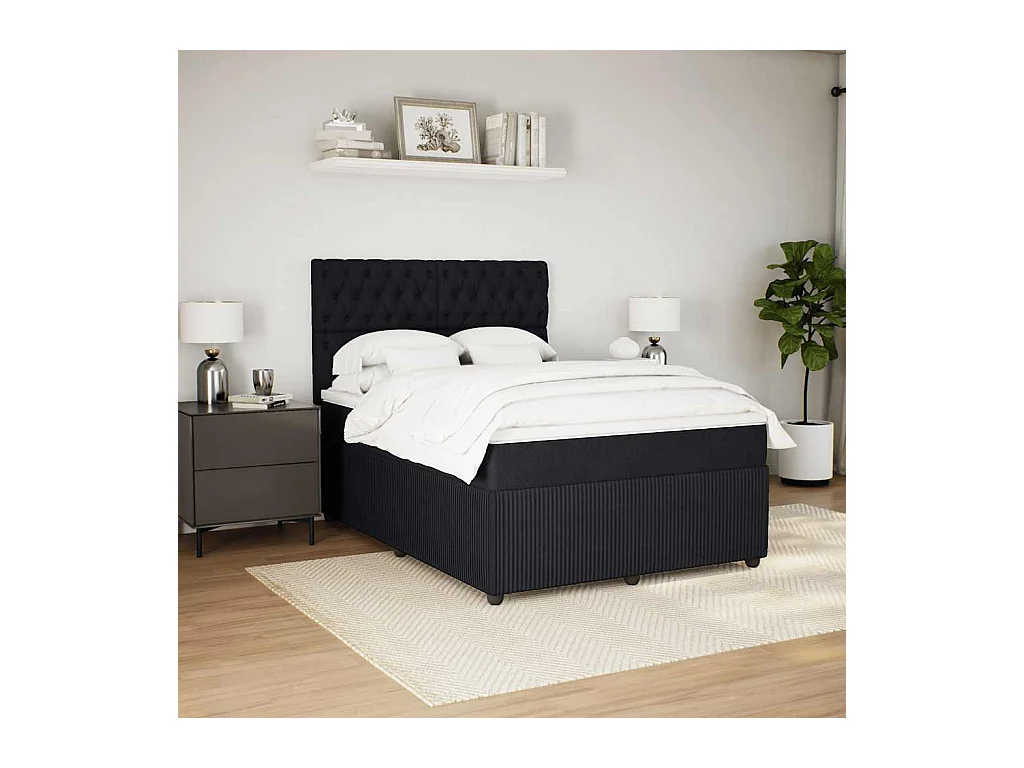 Boxspring met matras fluweel zwart 140x190 cm