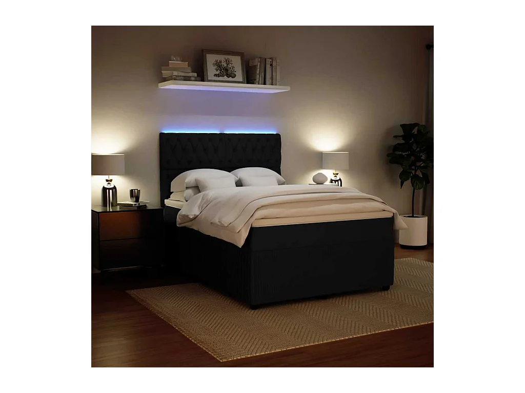 Boxspring met matras fluweel zwart 140x190 cm