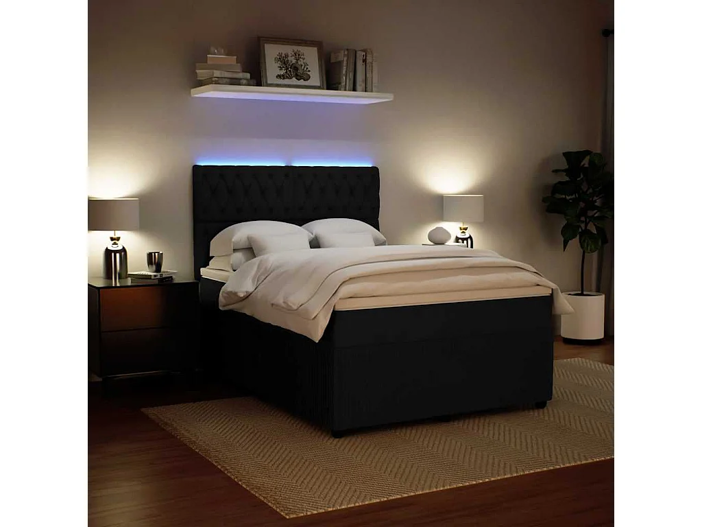 Sommier à lattes de lit avec matelas Noir 140x190 cm Velours