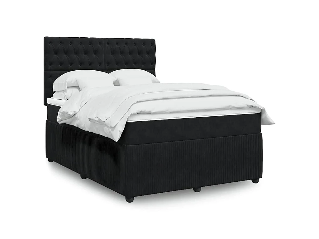 Boxspring met matras fluweel zwart 140x190 cm