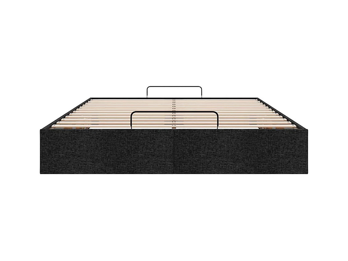 Cadre de lit ottoman sans matelas noir 140x190 cm tissu