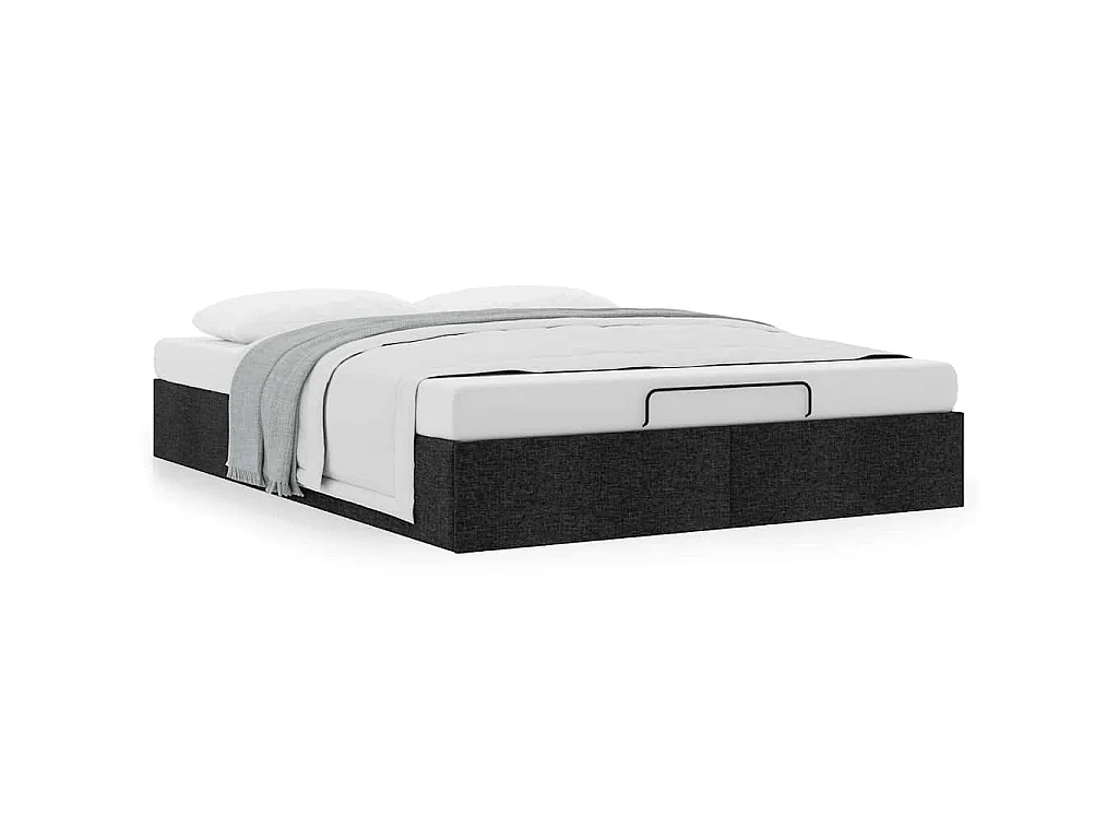 Cadre de lit ottoman sans matelas noir 140x190 cm tissu
