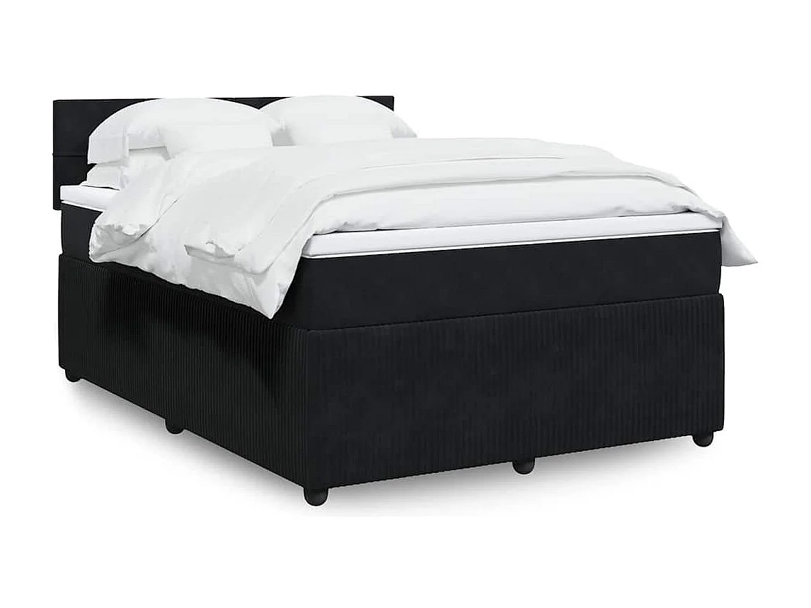Giroletto a Molle con Materasso Nero 140x200 cm in Velluto