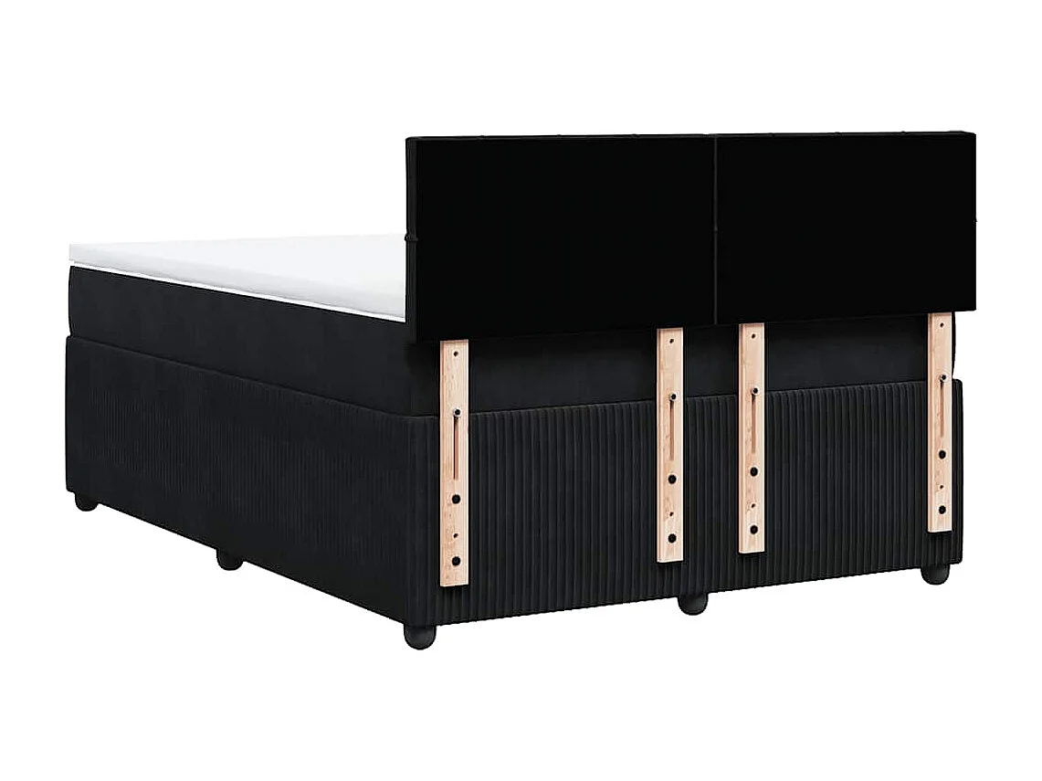 Giroletto a Molle con Materasso Nero 140x200 cm in Velluto