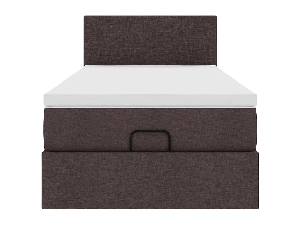 Lit ottoman avec matelas marron foncé 100x200 cm tissu
