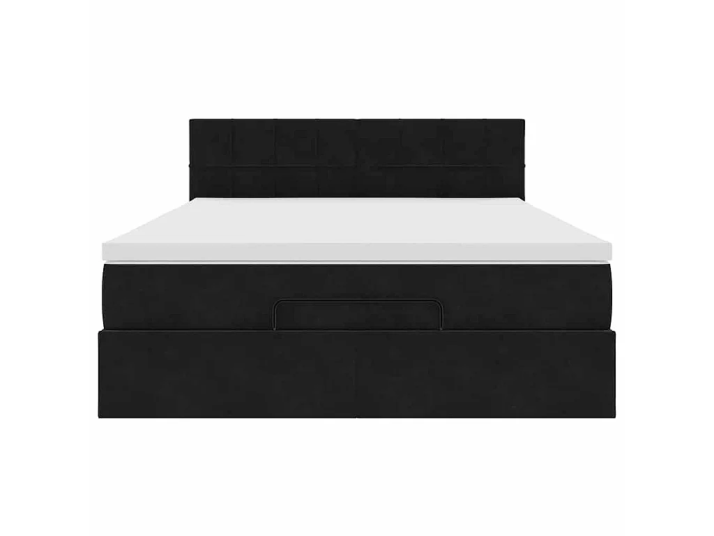 Cadre de lit ottoman avec matelas noir 140x190 cm velours