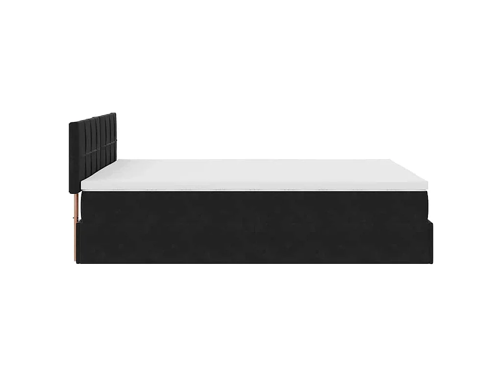 Cadre de lit ottoman avec matelas noir 140x190 cm velours