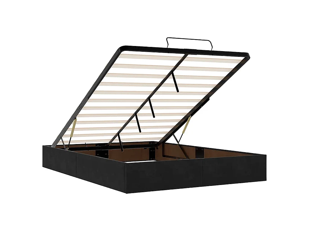 Cadre de lit ottoman avec matelas noir 140x190 cm velours