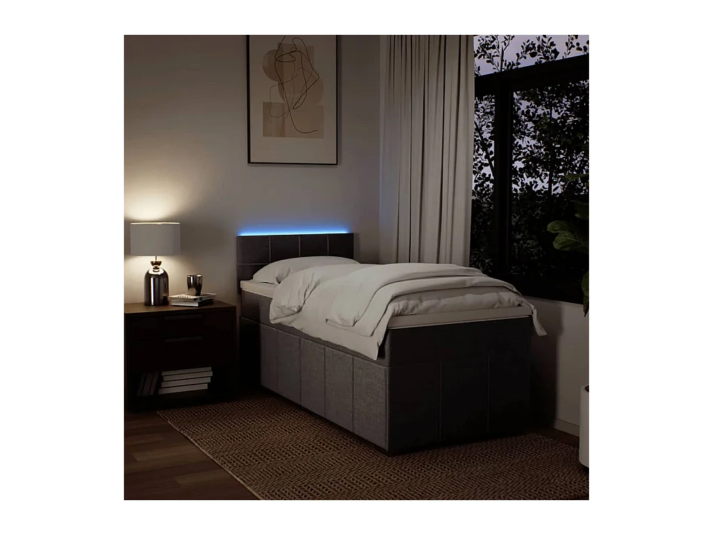 Sommier à lattes de lit avec matelas Taupe 90x200 cm Tissu