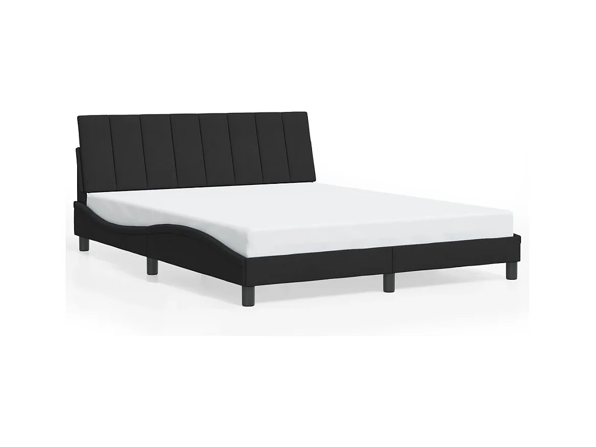 Cadre de lit sans matelas Hanko noir 160x200 cm velours