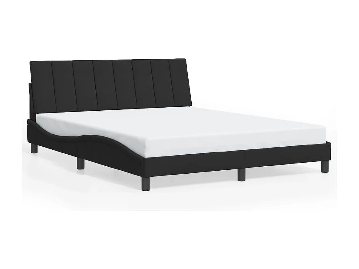 Cadre de lit sans matelas Hanko noir 160x200 cm velours