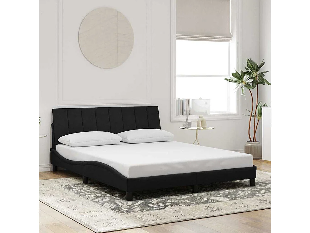 Bettgestell ohne Matratze "Hanko" Schwarz 160x200 cm Samt