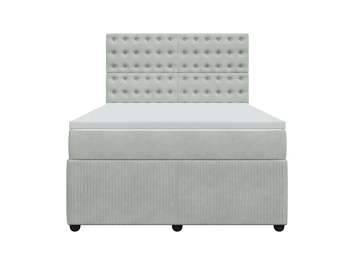 Giroletto a Molle con Materasso Grigio Chiaro 140x200cm Velluto