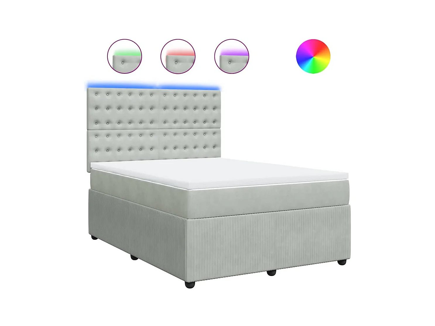 Giroletto a Molle con Materasso Grigio Chiaro 140x200cm Velluto