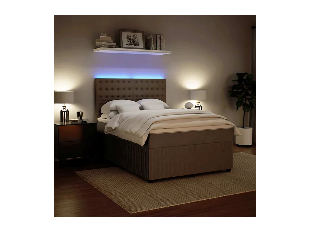 Giroletto a Molle con Materasso Grigio Chiaro 140x200cm Velluto