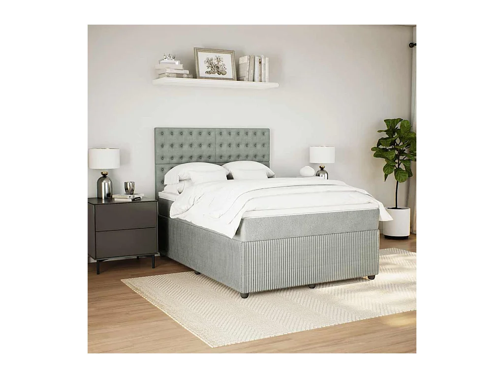 Giroletto a Molle con Materasso Grigio Chiaro 140x200cm Velluto