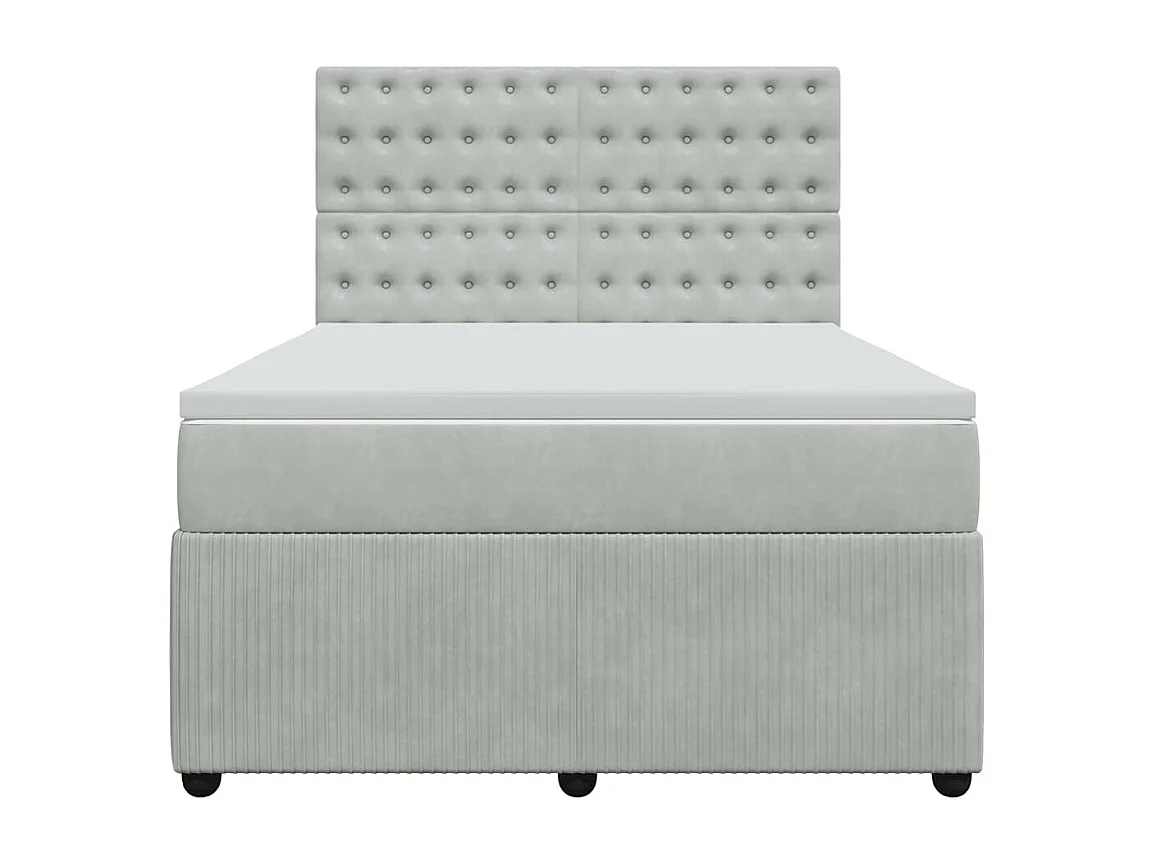 Boxspringbett mit Matratze Hellgrau 140x200 cm Samt