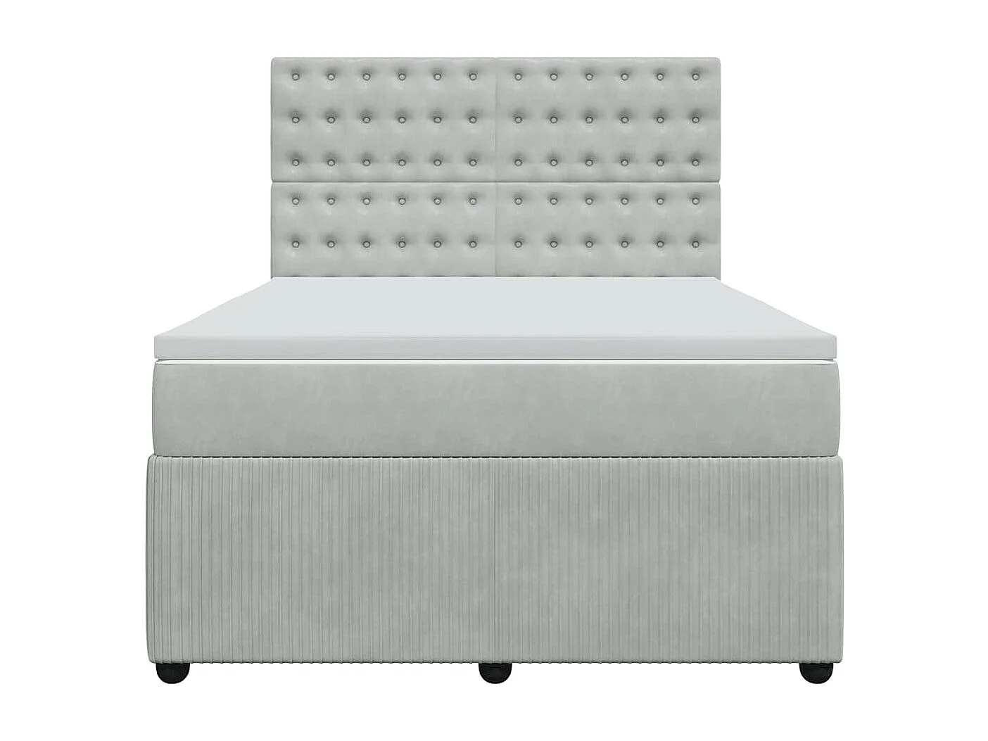 Cama box spring con colchón terciopelo gris claro 140x200 cm