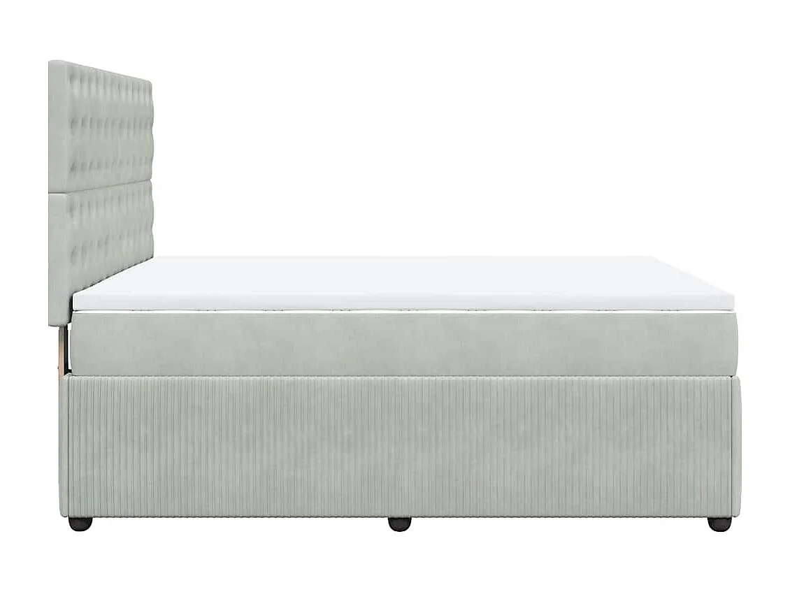Cama box spring con colchón terciopelo gris claro 140x200 cm