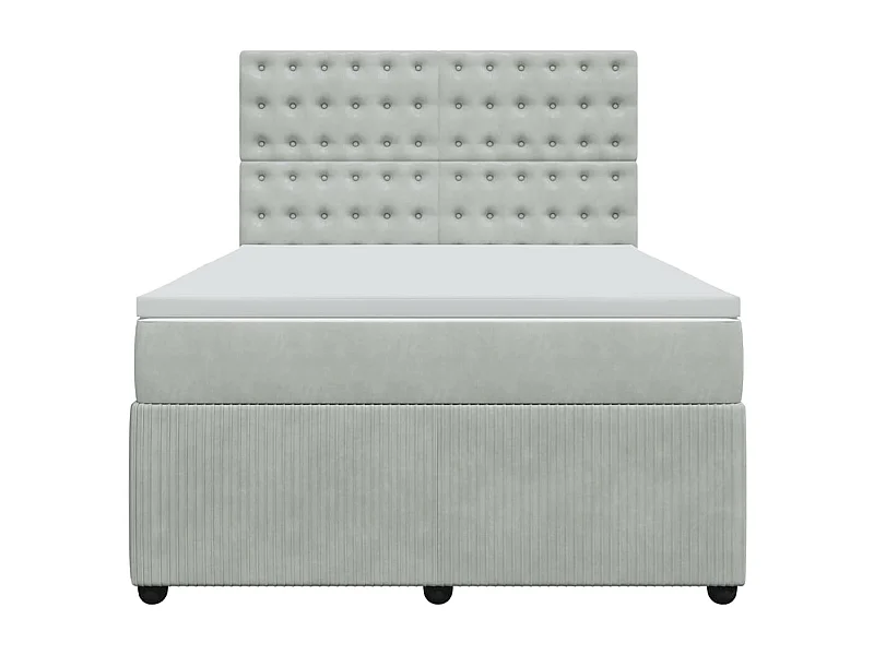 Boxspringbett mit Matratze Hellgrau 140x200 cm Samt