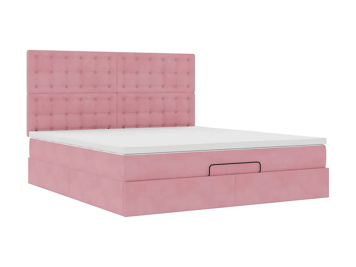 Ottoman bed met matrassen 160x200cm fluweel roze