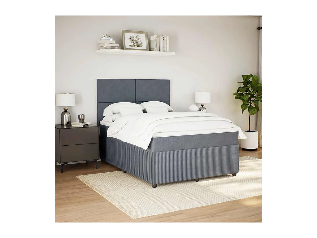 Sommier à lattes de lit et matelas Gris foncé 160x200cm Velours