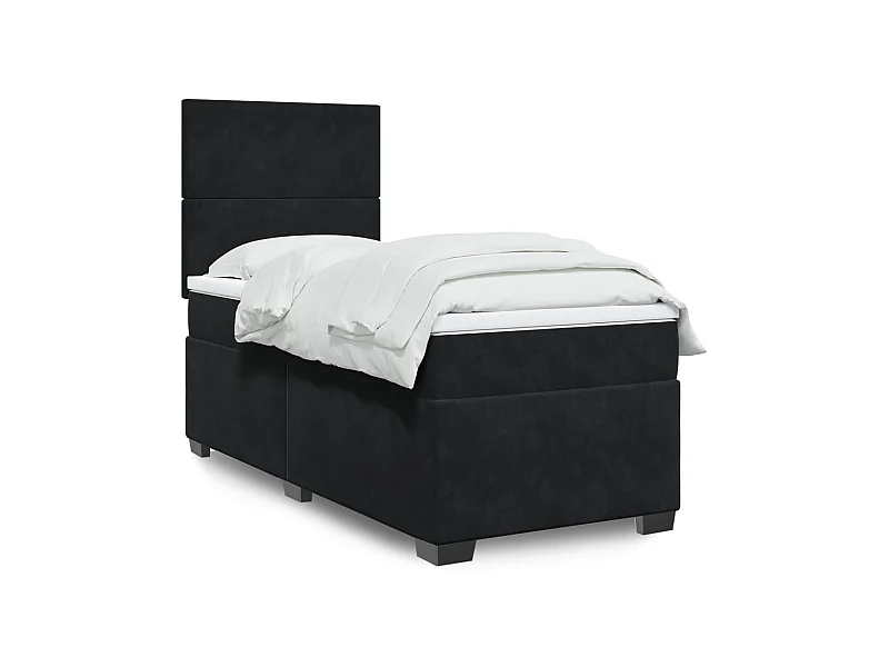 Sommier à lattes de lit avec matelas Noir 100x200 cm Velours