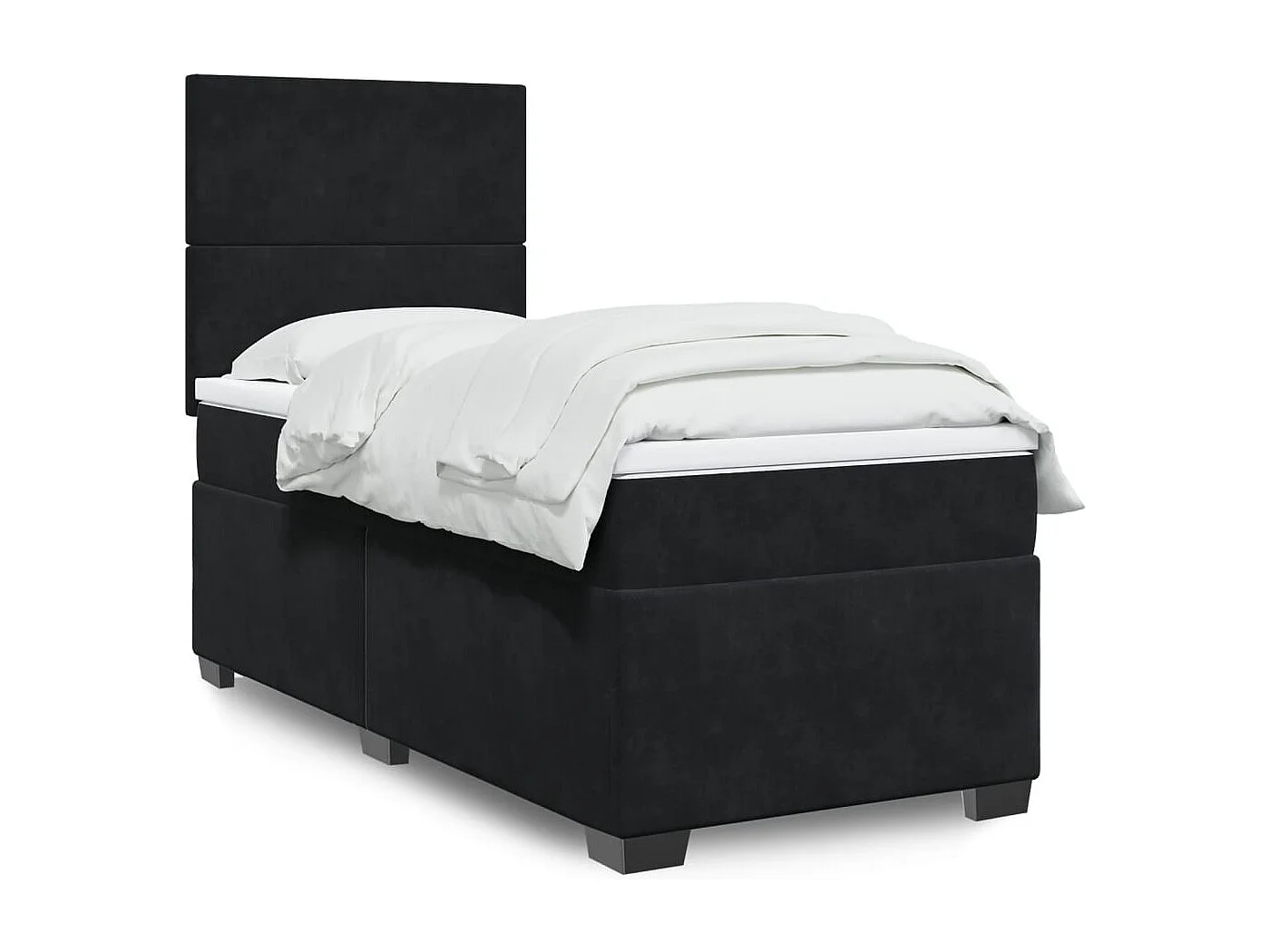 Sommier à lattes de lit avec matelas Noir 100x200 cm Velours