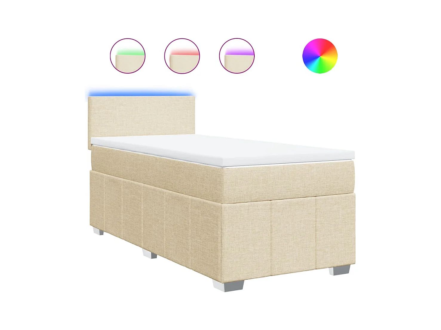 Boxspringbett mit Matratze Creme 100x200 cm Stoff