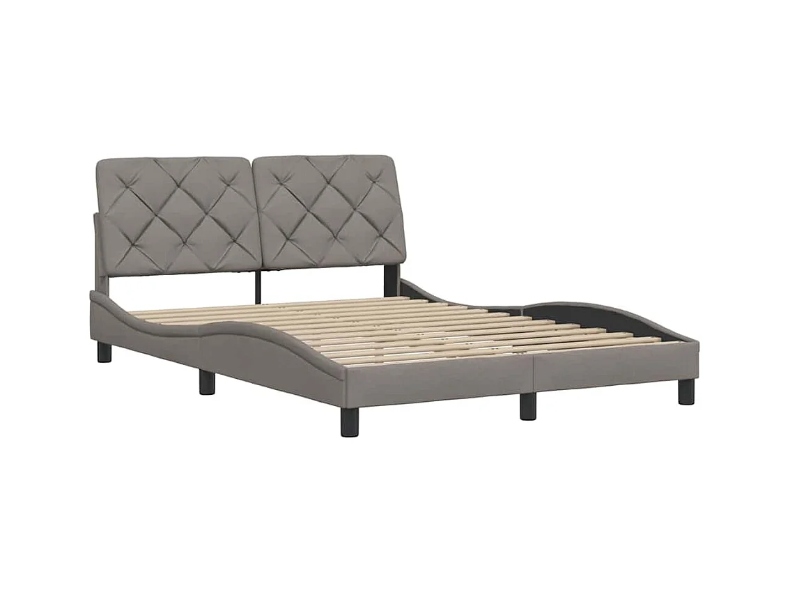 Cama sem colchão 140x200 cm tecido castanho-acinzentado