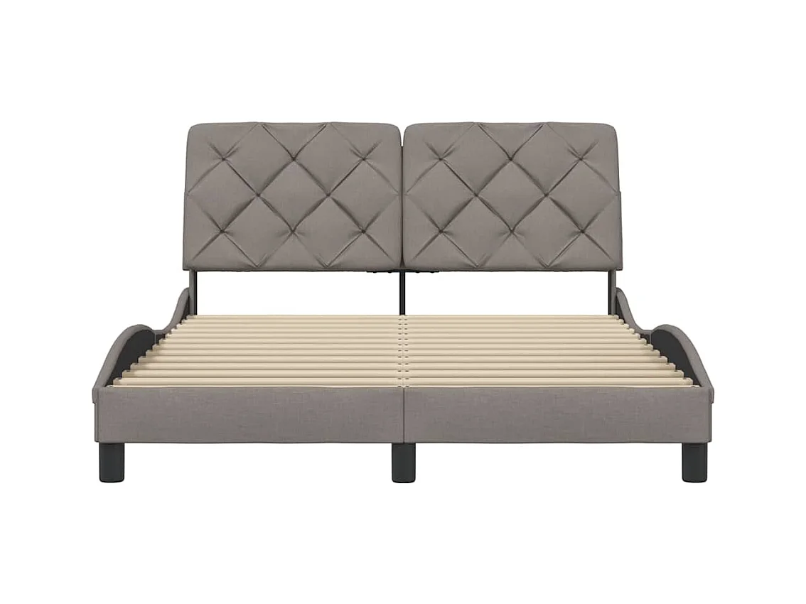 Cama sem colchão 140x200 cm tecido castanho-acinzentado