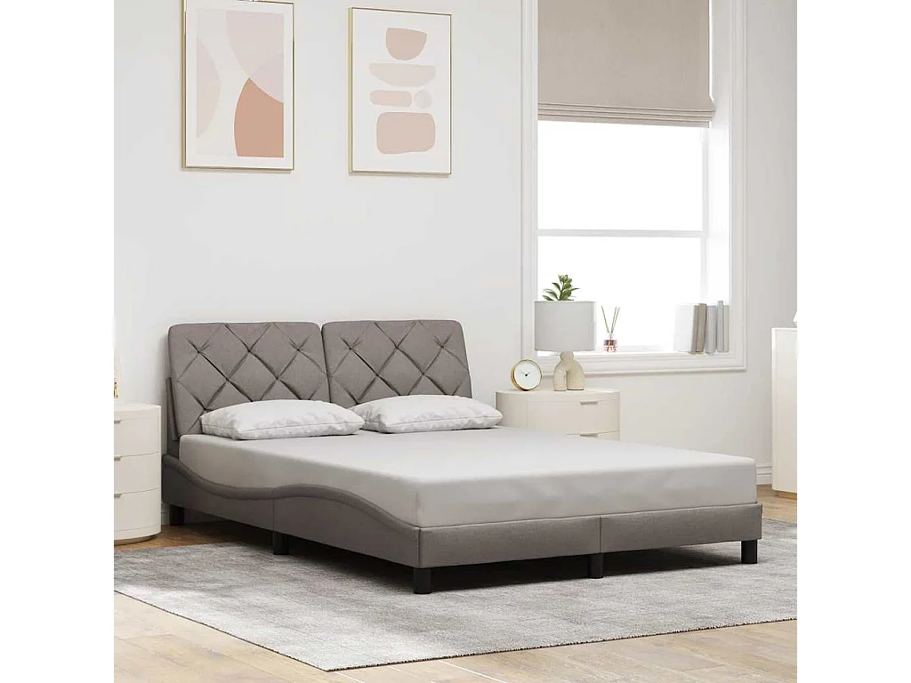 Cadre de lit sans matelas taupe 140x200 cm tissu