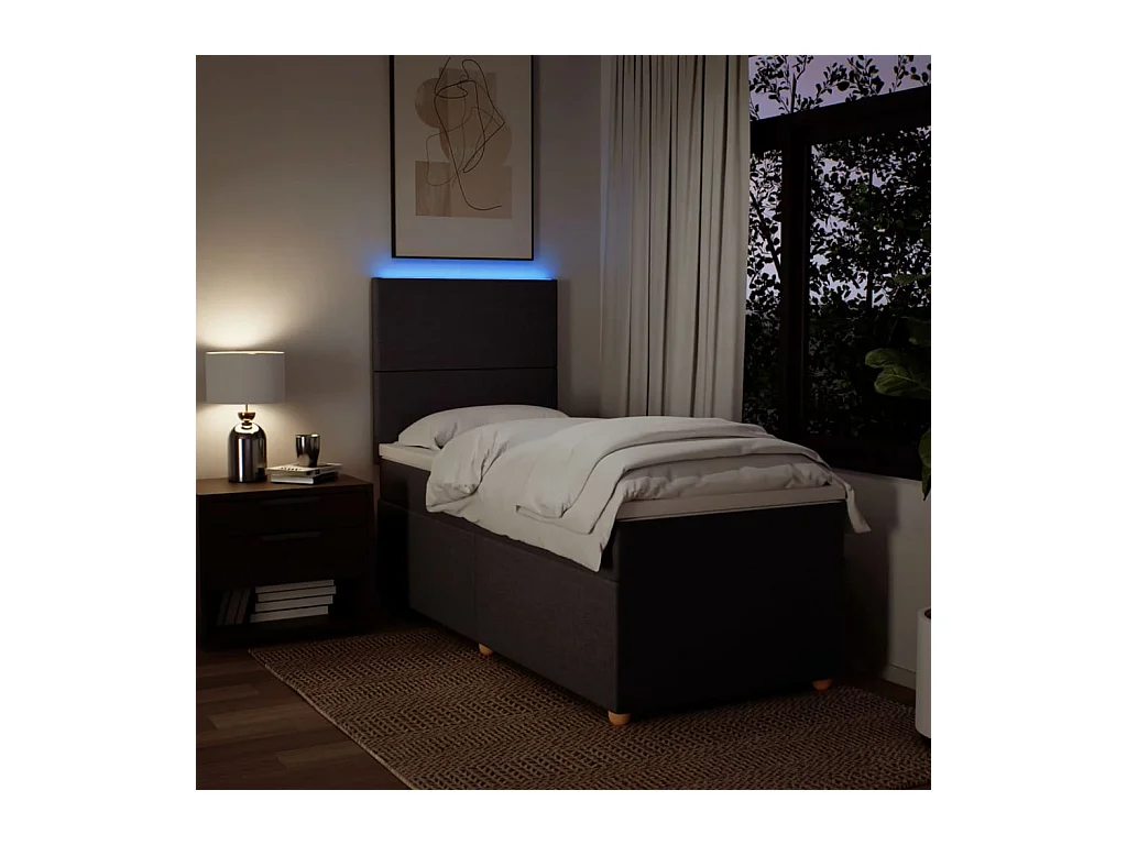 Boxspring met matras stof donkerbruin 90x200 cm