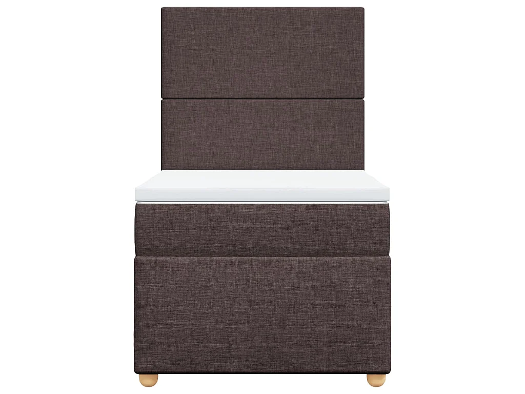 Cama box spring con colchón tela marrón oscuro 90x200 cm