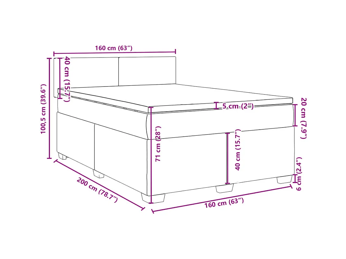 Boxspringbett mit Matratze Dunkelbraun 160x200 cm Stoff
