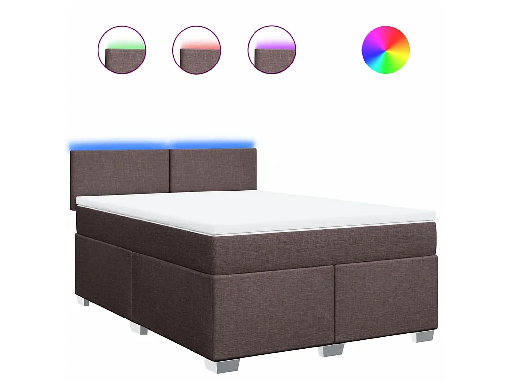 Cama com molas/colchão 160x200 cm tecido castanho-escuro