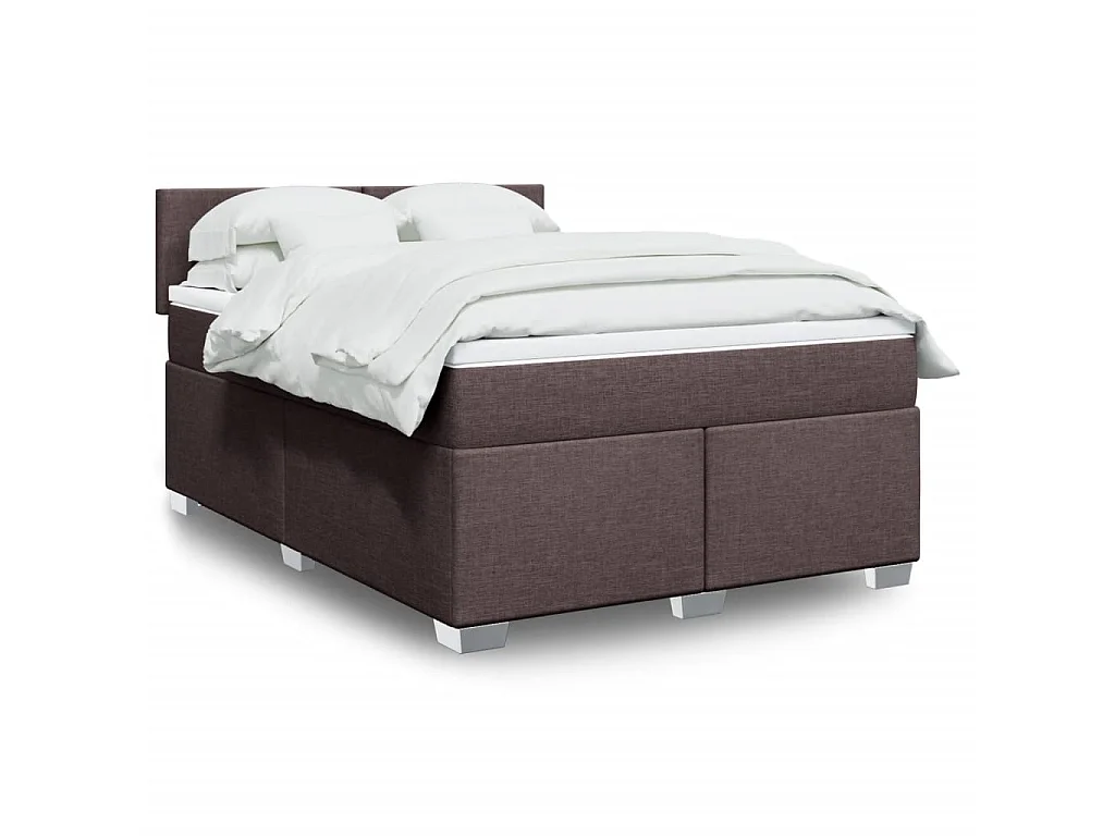 Cama com molas/colchão 160x200 cm tecido castanho-escuro