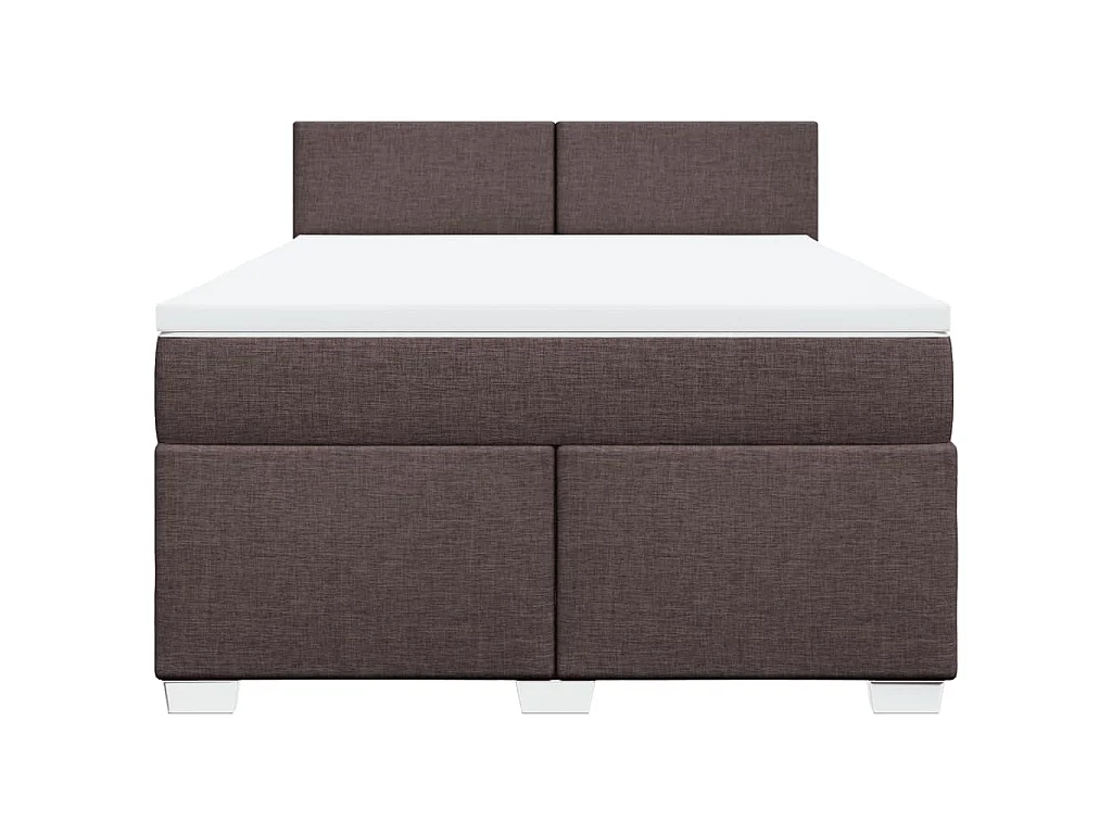 Cama com molas/colchão 160x200 cm tecido castanho-escuro