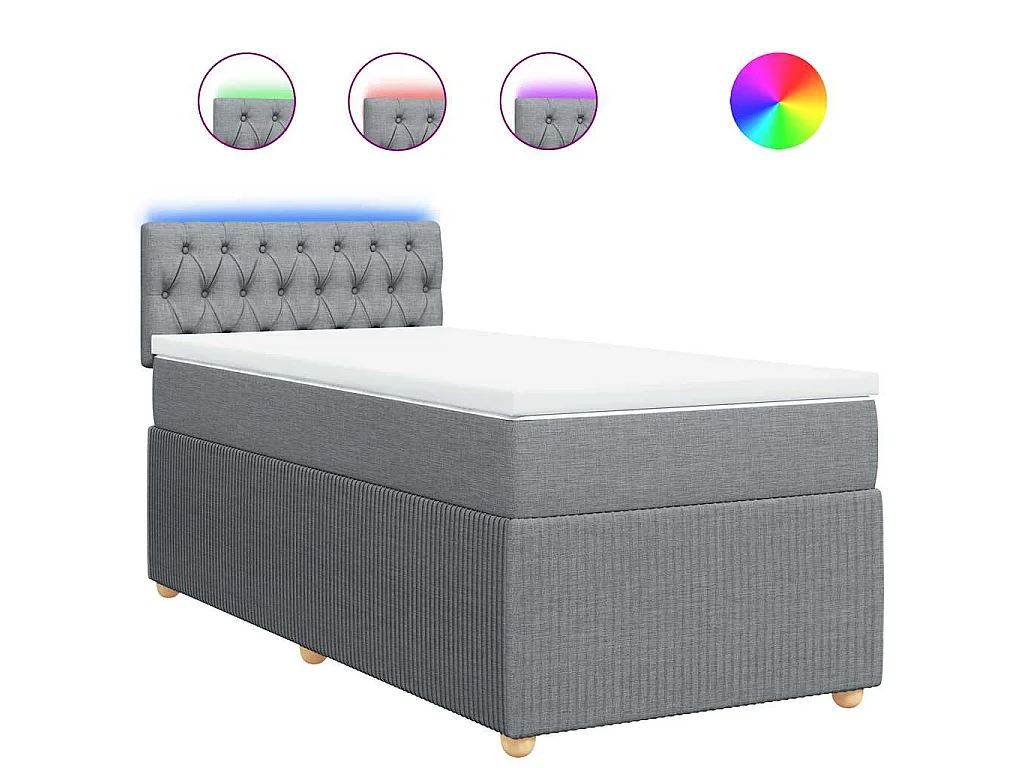 Sommier à lattes de lit avec matelas Gris clair 90x200 cm Tissu