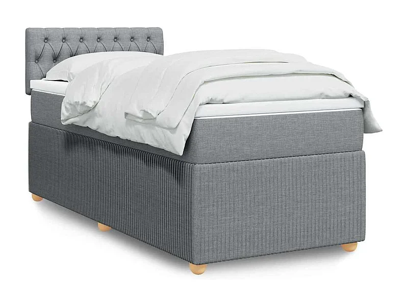Boxspringbett mit Matratze Hellgrau 90x200 cm Stoff
