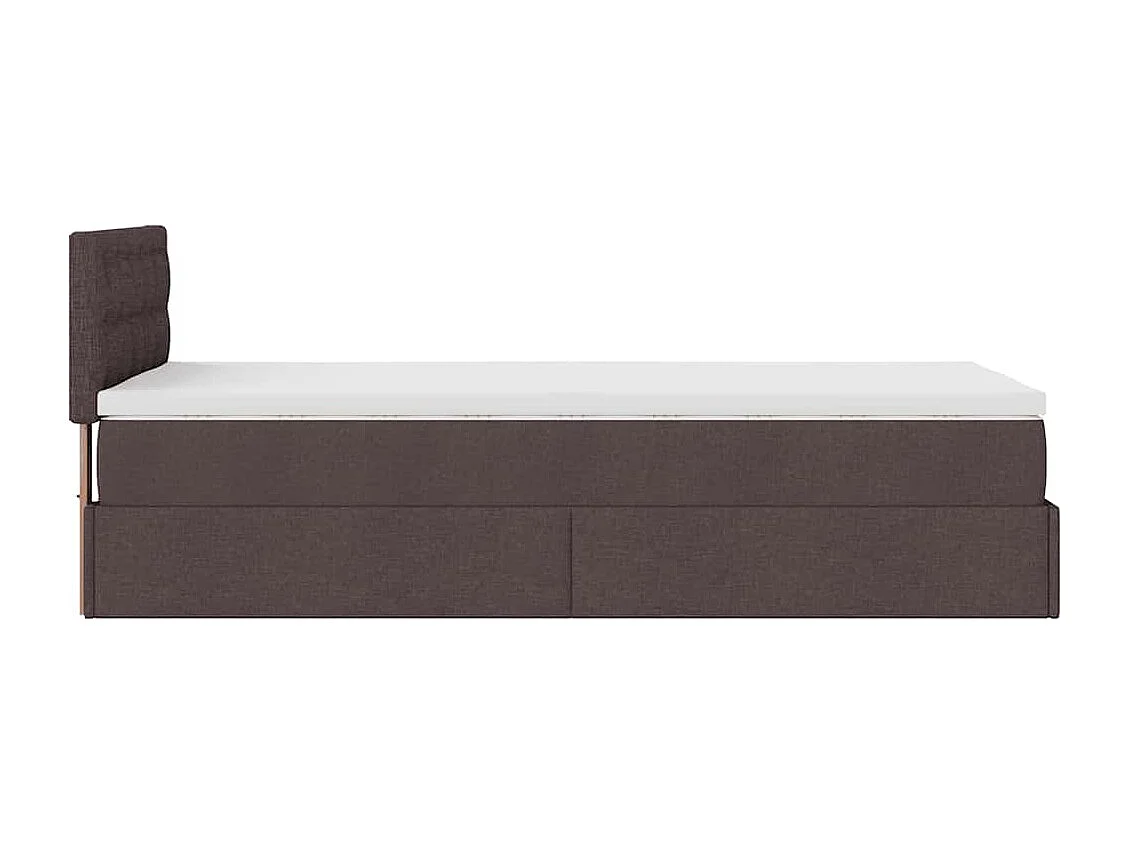 Lit ottoman avec matelas marron foncé 100x200 cm tissu
