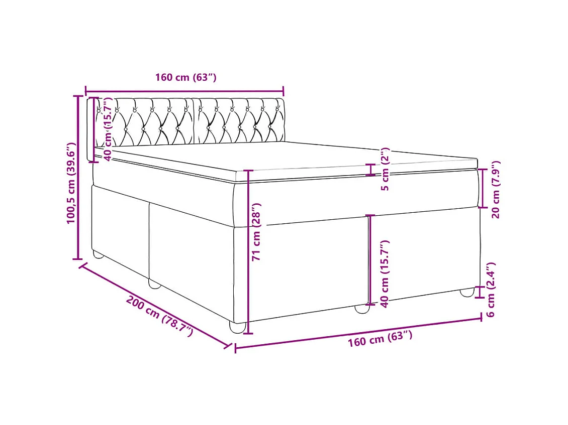 Boxspringbett mit Matratze Hellgrau 160x200 cm Stoff