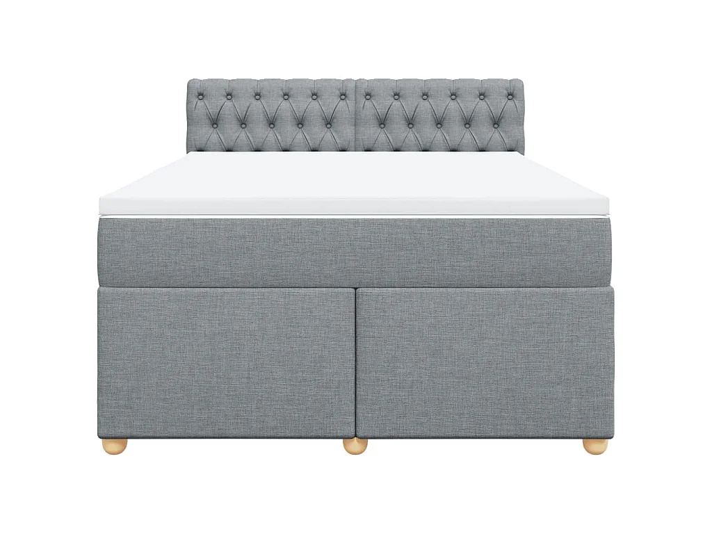 Cama box spring con colchón tela gris claro 160x200 cm