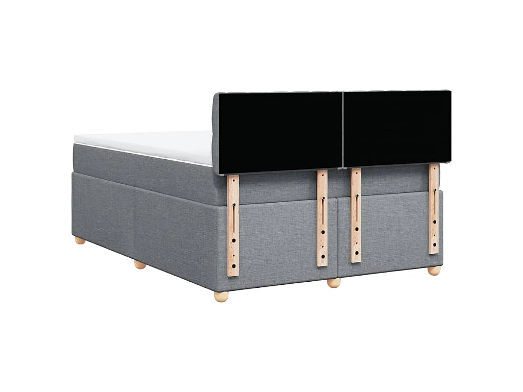 Cama box spring con colchón tela gris claro 160x200 cm