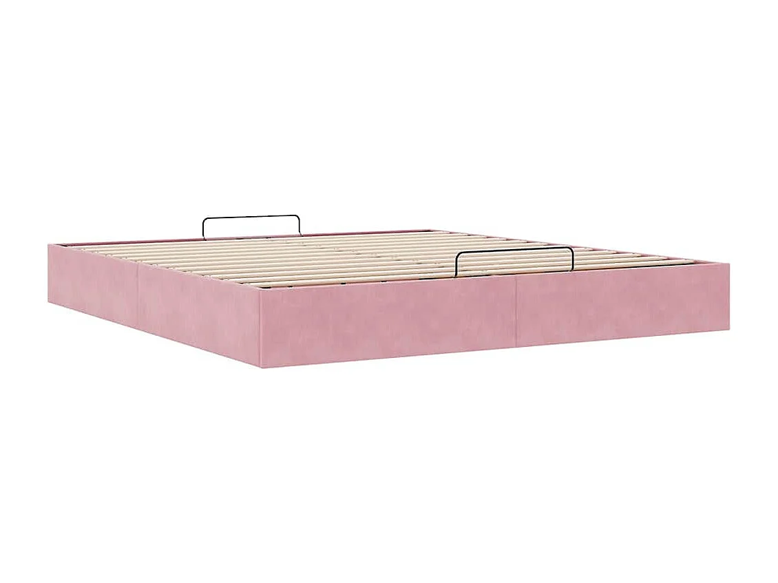 Cadre de lit ottoman sans matelas rose 180x200 cm velours