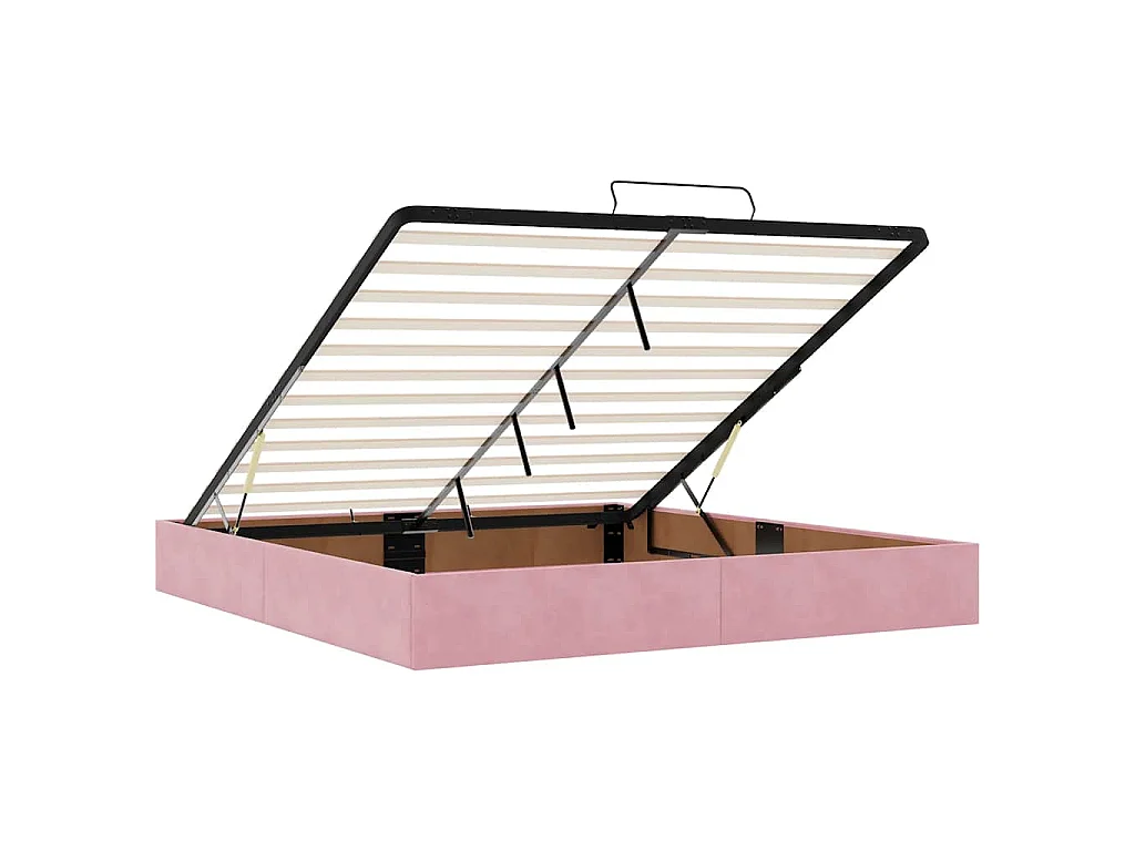 Ottoman bedframe zonder matras 180x200 cm fluweel roze